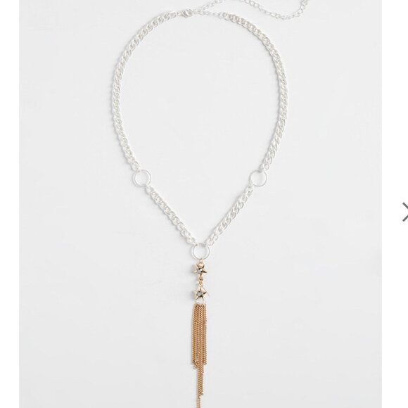 TORRID Celestial Y Necklace Moon Stars Mixed Metal Gold Silver NEW - Picture 1 of 3
